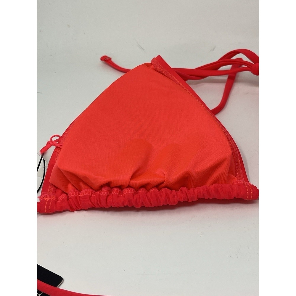 Fashion Nova Sasha Bikini Top Womens L Neon Coral Triangle Swimwear Padded NWT - Picture 4 of 7